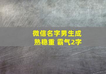 微信名字男生成熟稳重 霸气2字